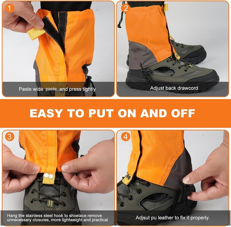 Uponauot Waterproof Gators for Hiking Boots and Shoes Lightweight Adjustable Leg Gaiters for Men Women Gaiters for Hiking Snowshoeing - Image 3